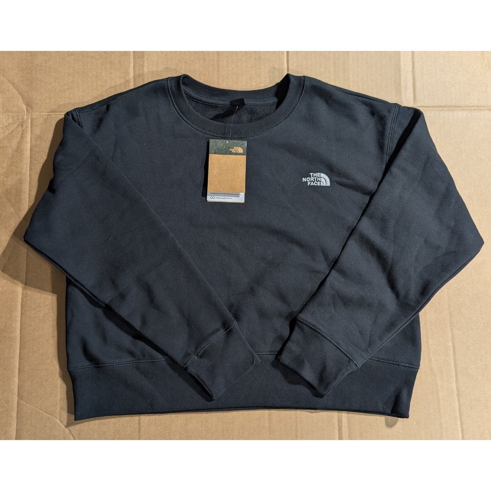 NWT The North Face Womens Evo Crop Sweatshirt Medium TNF Black Crewneck N